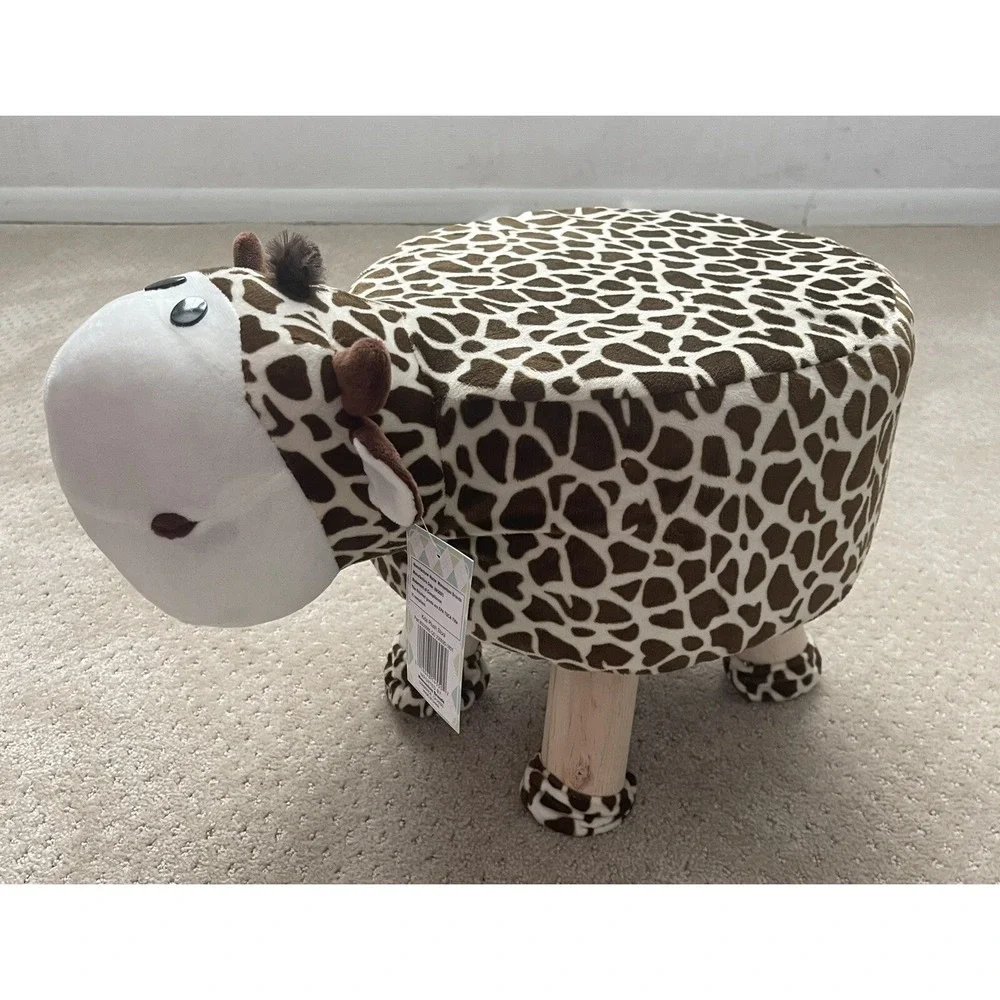 GIRAFFE 3D Padded Soft Animal Shape Brown Child Kids Seat Foot Stool (NWT)